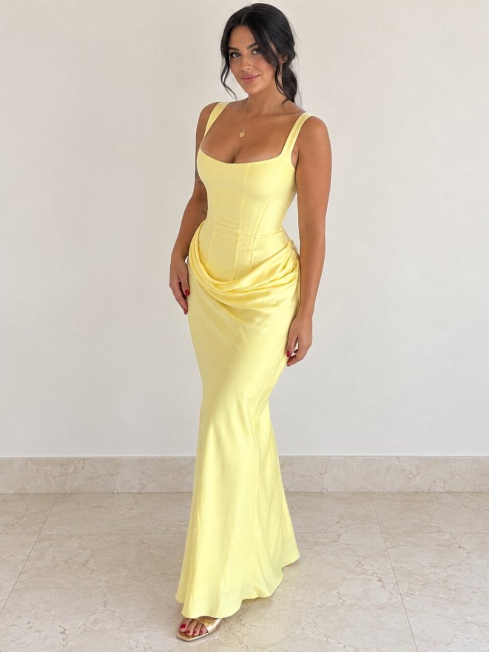 Babyboo Cornelia Maxi Dress Lemon Yellow Size S (US 4) Worn Once